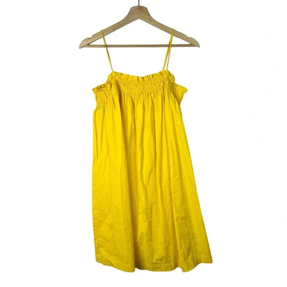 H&M Bright Yellow Smocked Poplin Mini Dress XS - Picture 1 of 4
